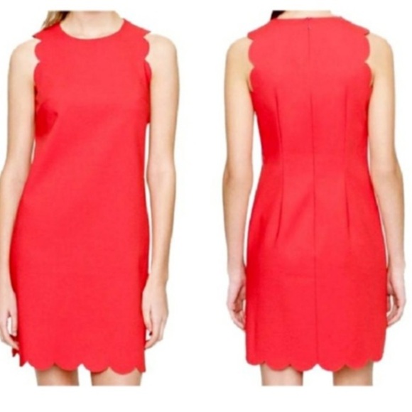 JCREW Scalloped Red Dress - Picture 1 of 10